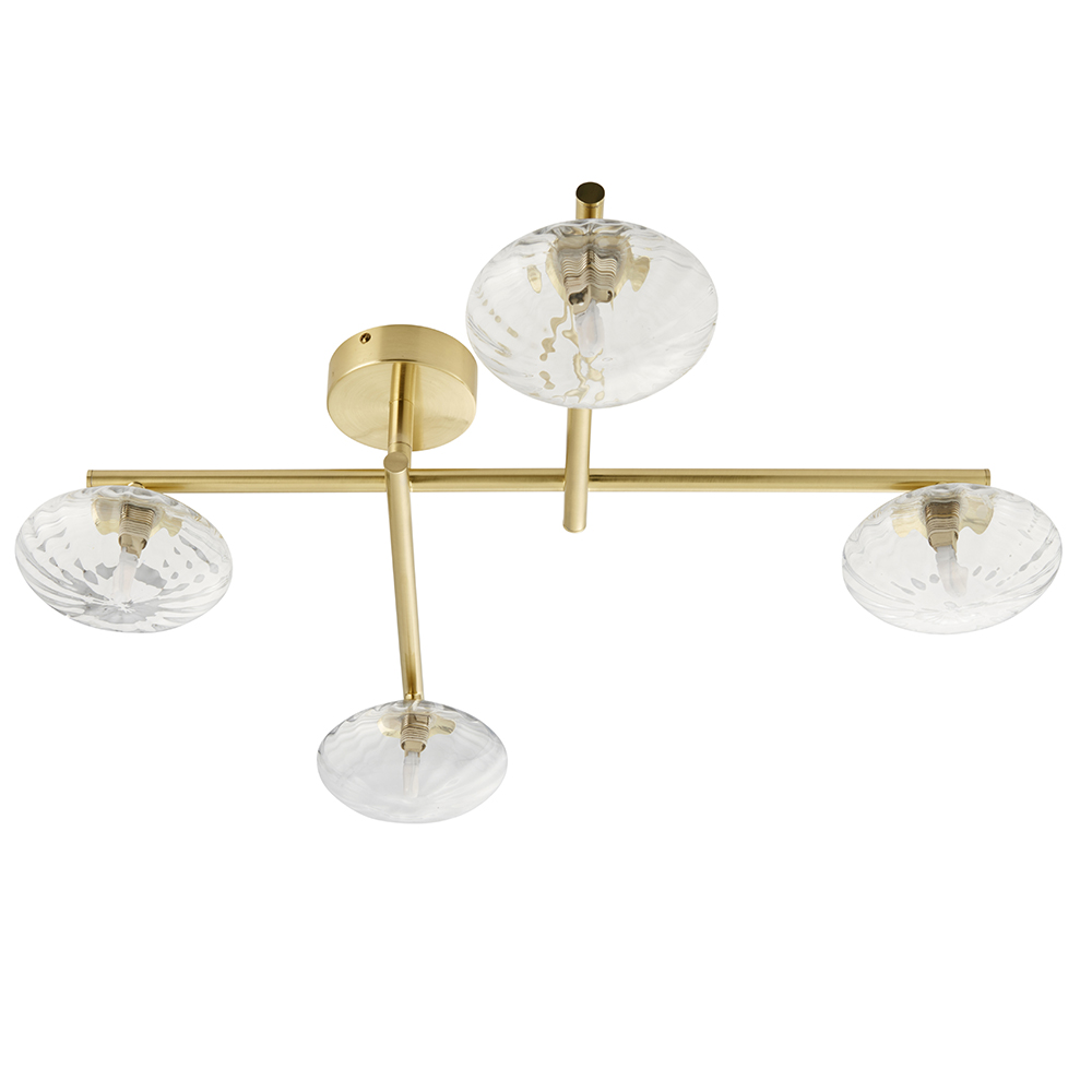 Adel Ribbed Glass Shade Bathroom Semi Flush Light In Brass