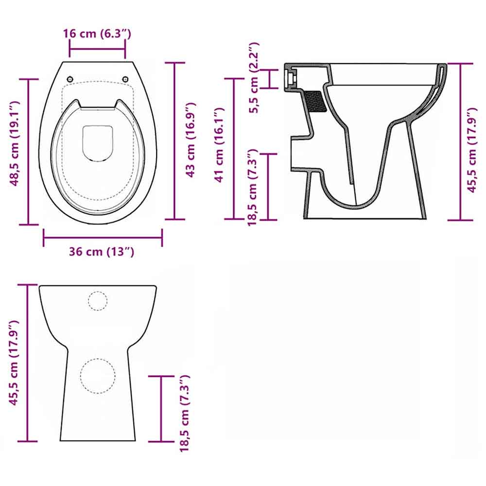 Adel White Rimless Comfort Height Toilet - Soft Close Seat