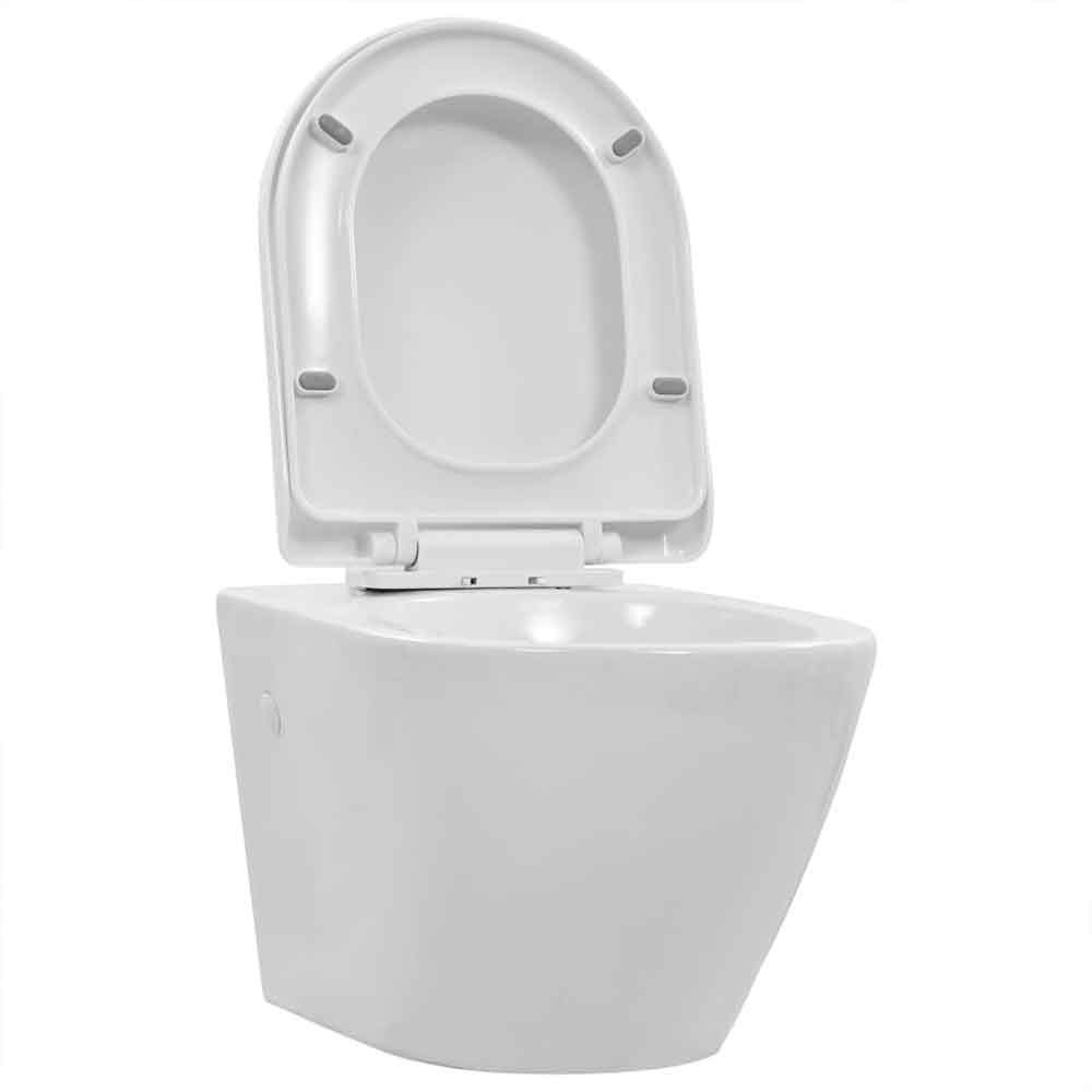 Adel White Rimless Wall Hung Toilet - Soft Close Seat