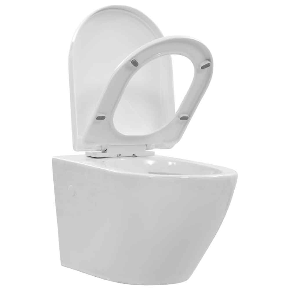 Adel White Rimless Wall Hung Toilet - Soft Close Seat