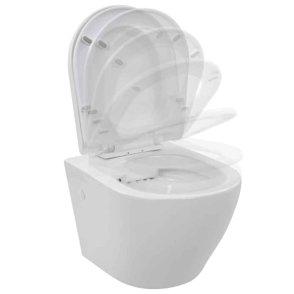 Adel White Rimless Wall Hung Toilet - Soft Close Seat