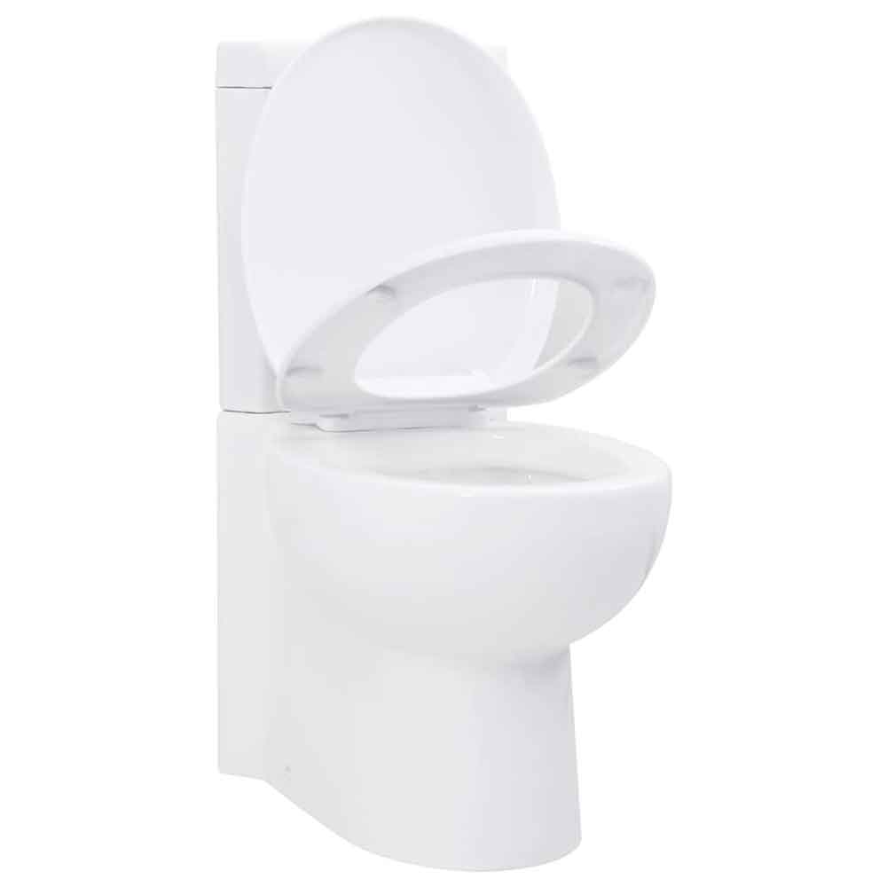 Adel White Close Coupled Corner Toilet - Soft Close Seat