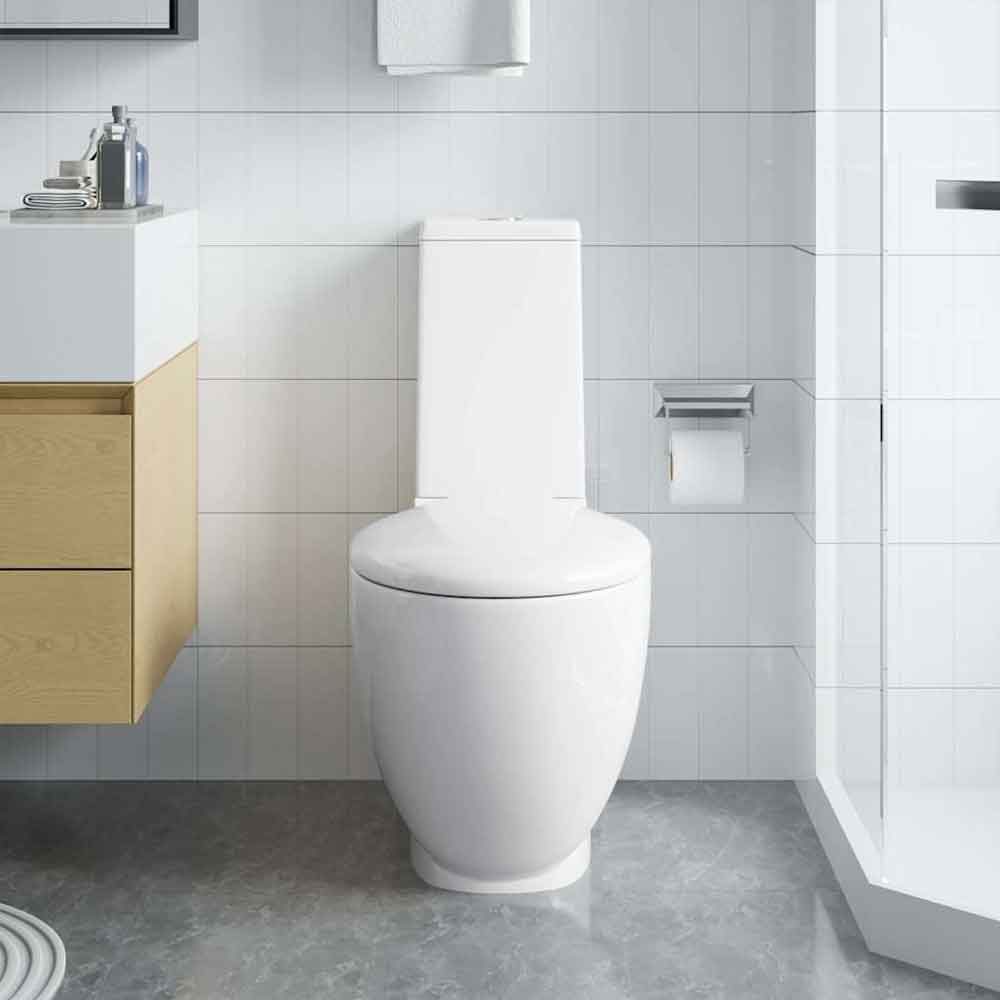 Ada White Close Coupled Toilet With Vertical Outlet - Soft Close Seat