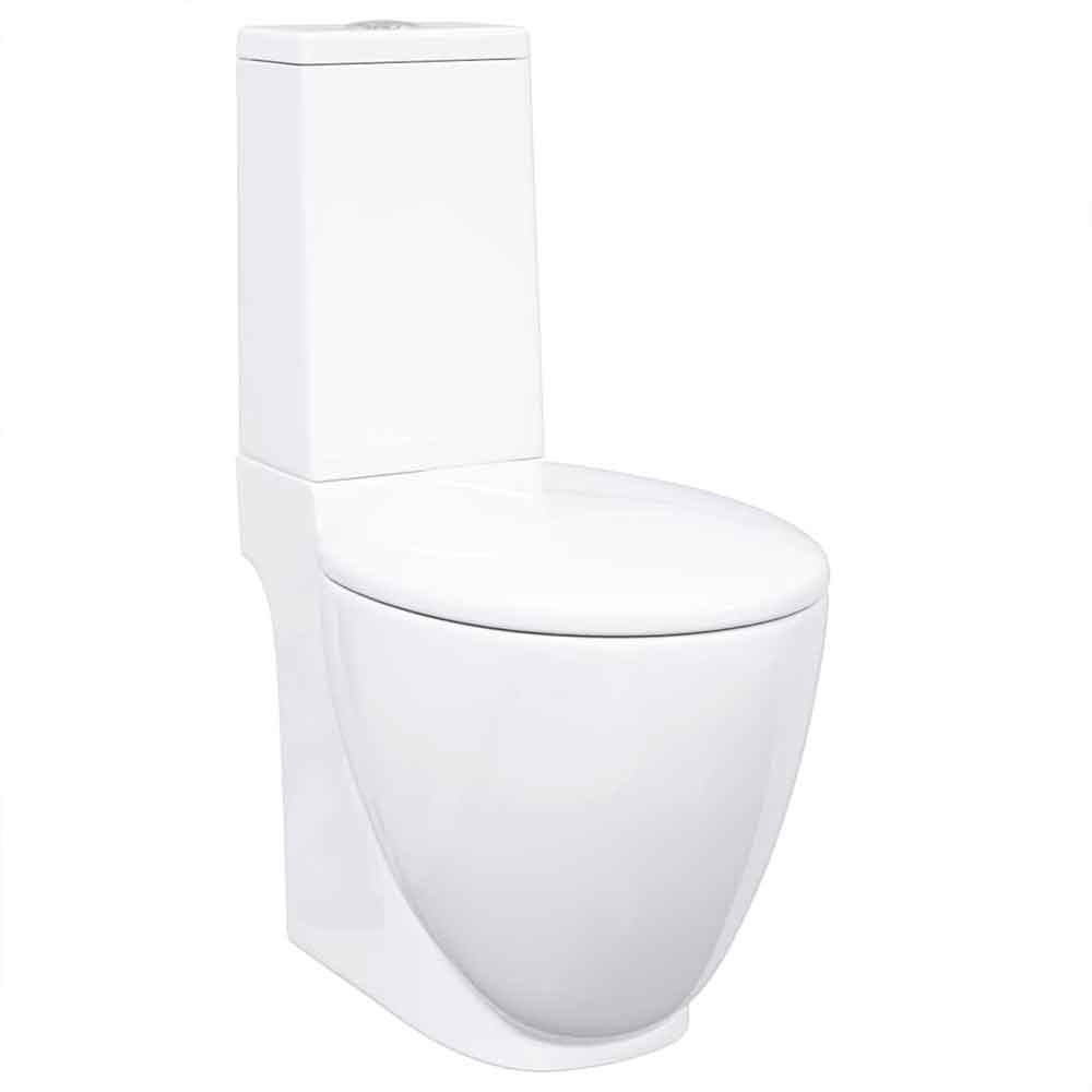 Ada White Close Coupled Toilet With Vertical Outlet - Soft Close Seat