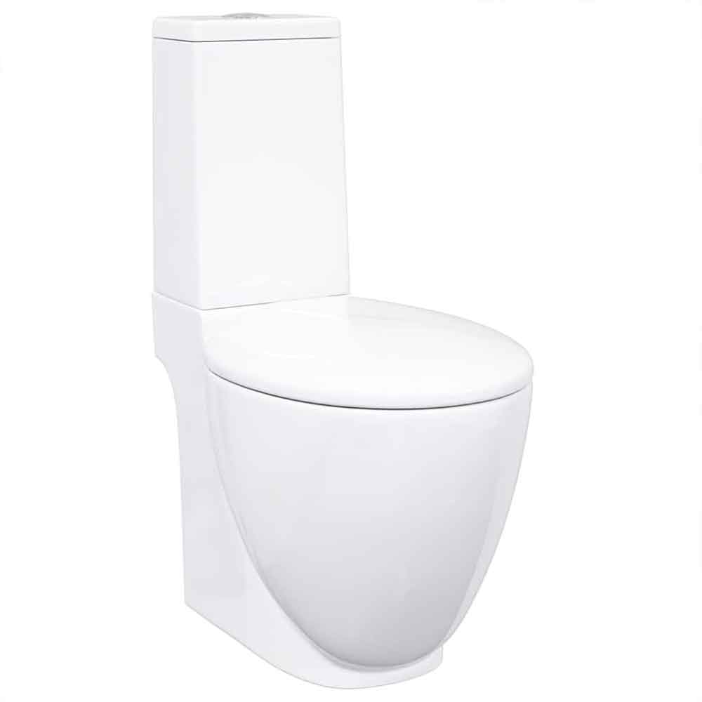 Adel White Close Coupled Toilet With Horizontal Outlet - Soft Close Seat