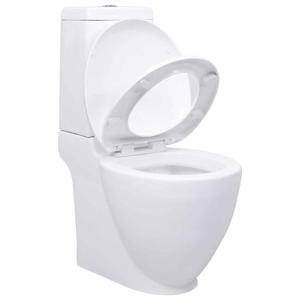 Adel White Close Coupled Toilet With Horizontal Outlet - Soft Close Seat