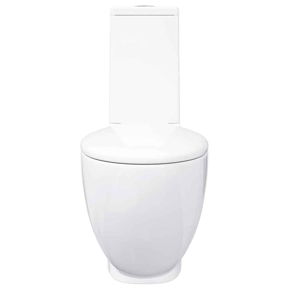 Adel White Close Coupled Toilet With Horizontal Outlet - Soft Close Seat