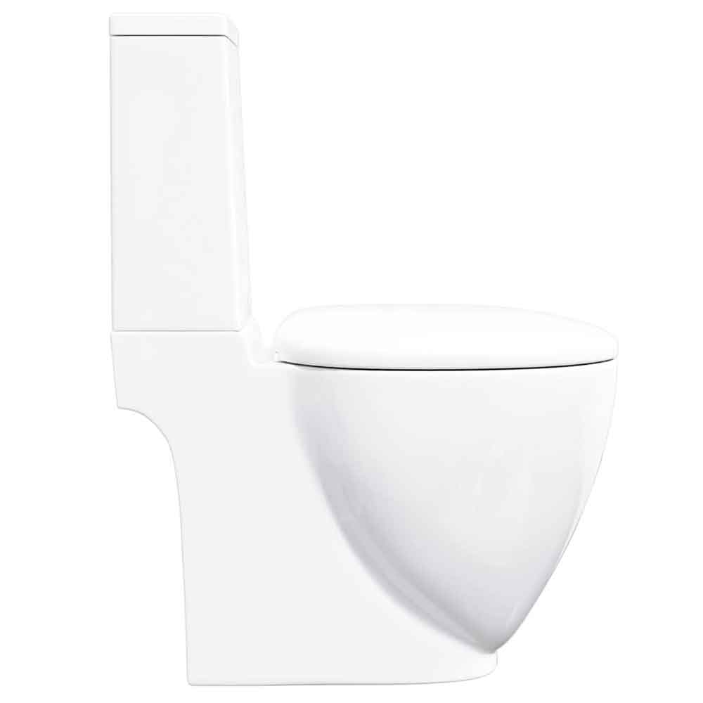 Adel White Close Coupled Toilet With Horizontal Outlet - Soft Close Seat