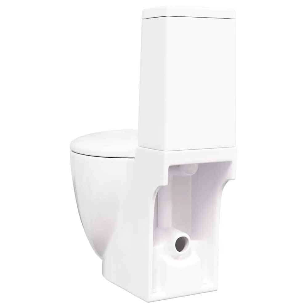Adel White Close Coupled Toilet With Horizontal Outlet - Soft Close Seat