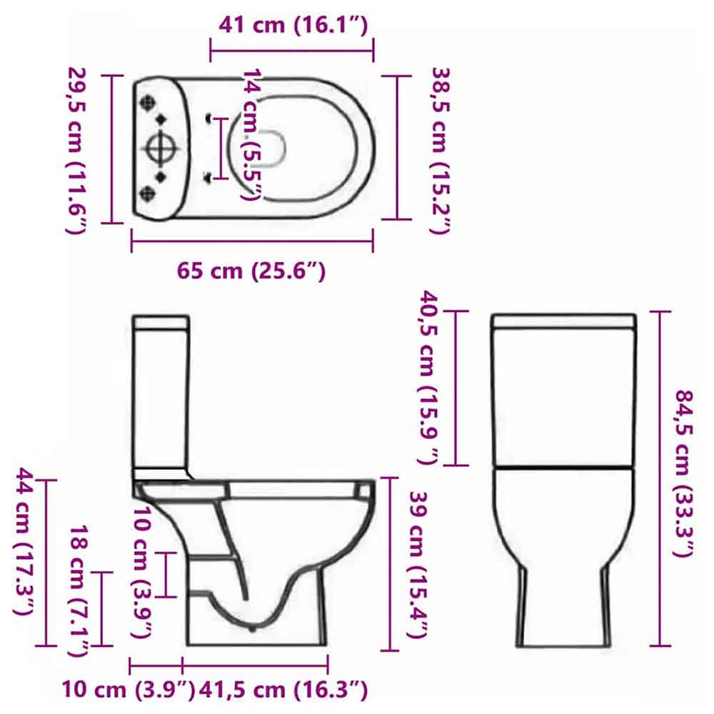 Adel White Close Coupled Toilet With Horizontal Outlet - Soft Close Seat