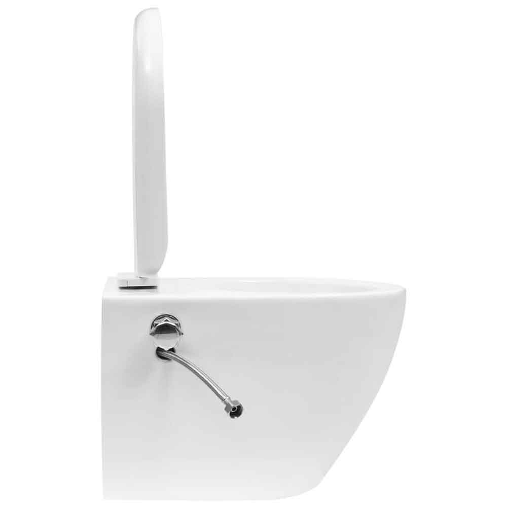 Adel White Rimless Wall Hung Toilet With Bidet Function - Soft Close Seat