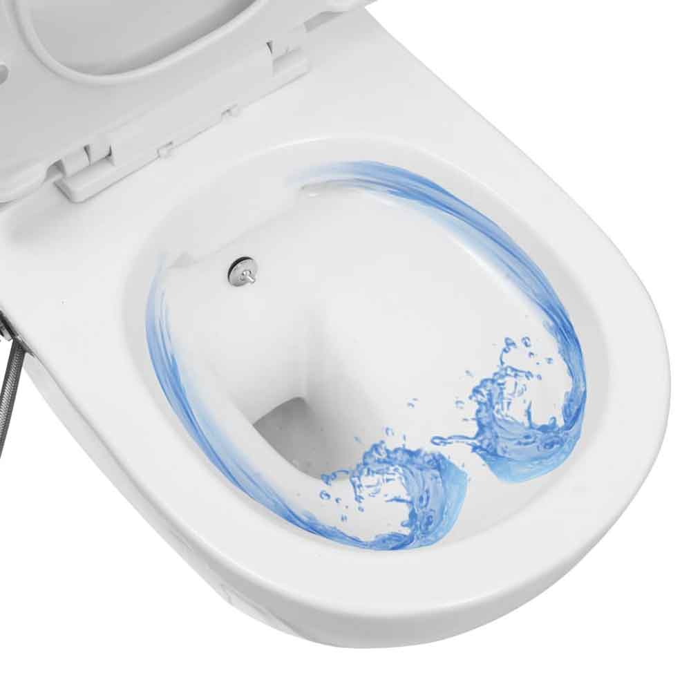 Adel White Rimless Wall Hung Toilet With Bidet Function - Soft Close Seat