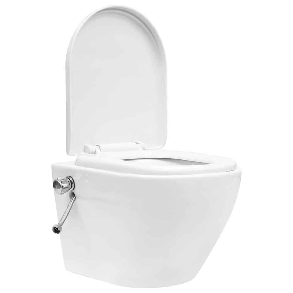 Adel White Rimless Wall Hung Toilet Pack With Bidet Function - Soft Close Seat