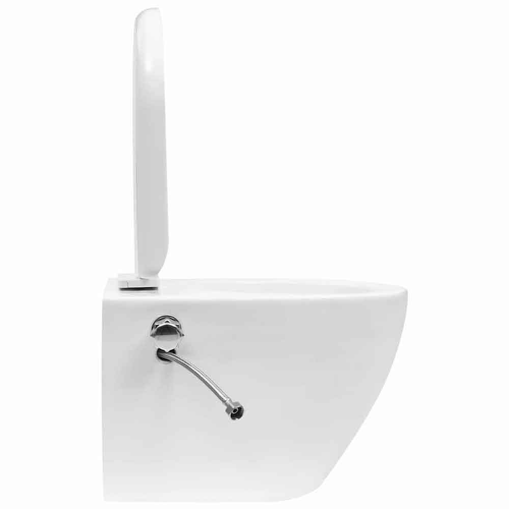 Adel White Rimless Wall Hung Toilet Pack With Bidet Function - Soft Close Seat