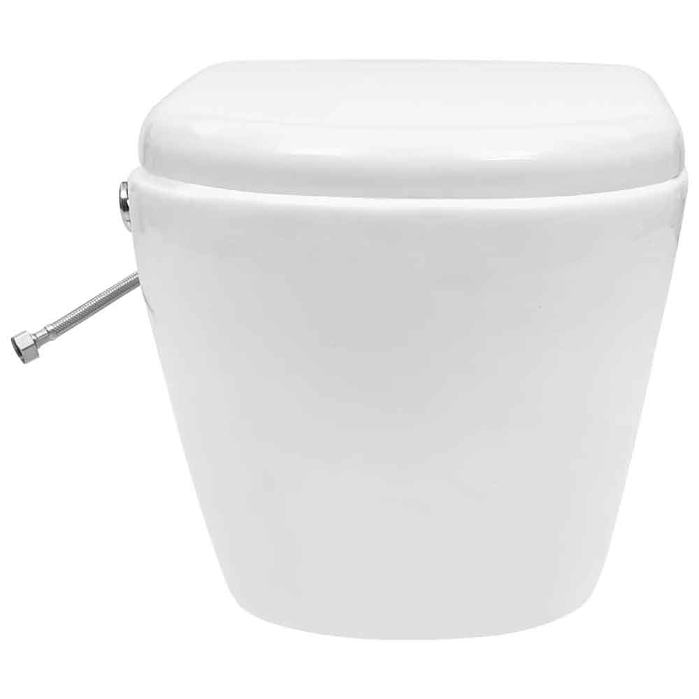 Adel White Rimless Wall Hung Toilet Pack With Bidet Function - Soft Close Seat