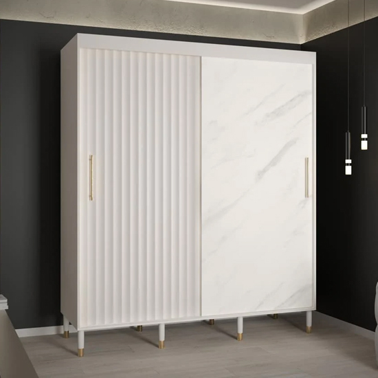 Read more about Adel wooden wardrobe with 2 sliding doors 180cm in white