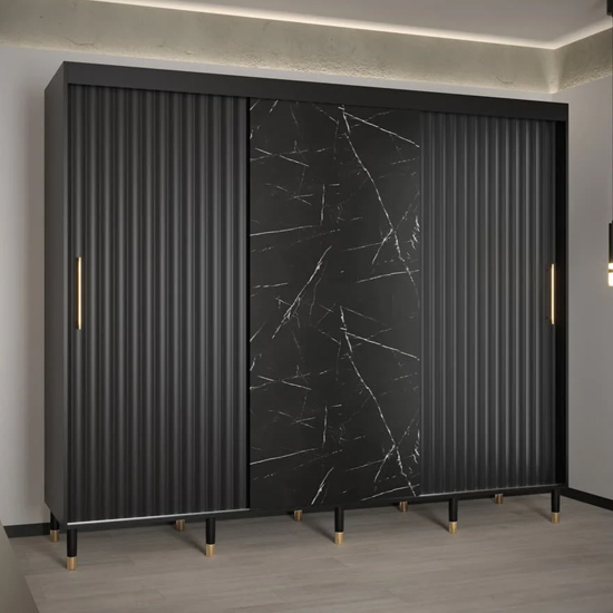 Read more about Adel wooden wardrobe with 3 sliding doors 250cm in black