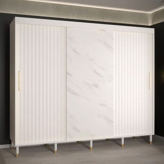 Read more about Adel wooden wardrobe with 3 sliding doors 250cm in white