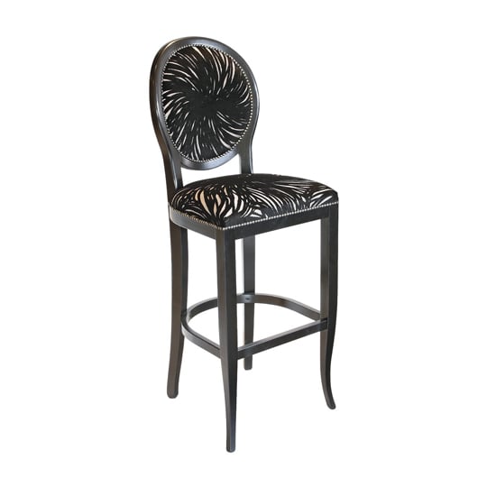 Adelaide Black Fabric Bar Stool With Wooden Frame