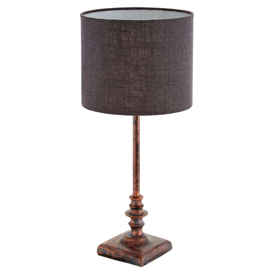 Adelat Dark Grey Fabric Shade Table Lamp With Copper Metal Base_2