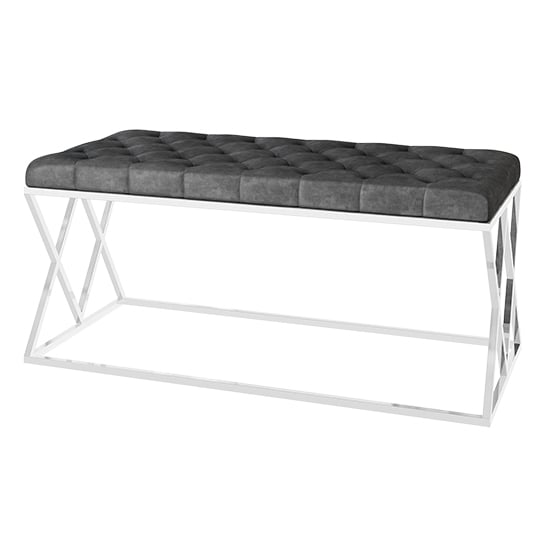 Read more about Admaston velvet fabric dining bench in dark grey