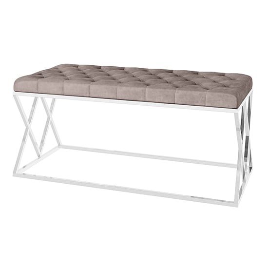 Product photograph of Admaston Velvet Fabric Dining Bench In Mink from Furniture in Fashion