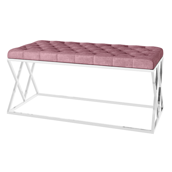 Read more about Admaston velvet fabric dining bench in pink