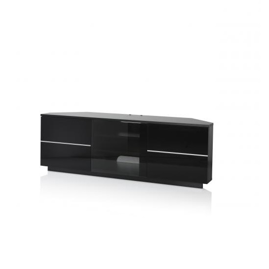 Adele Corner Tv Stand In Black With Glass And Gloss Doors