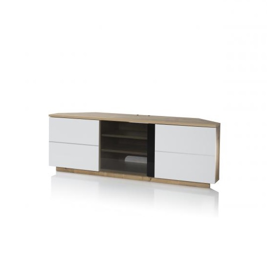 Adele Corner Tv Stand In Oak With Gl And White Gloss Doors Adele Corner Tv Stand In Oak With Gl And White Gloss Doors