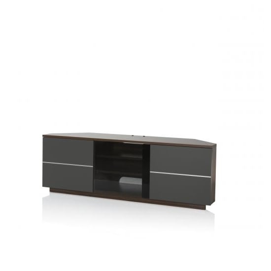 Adele Corner Tv Stand In Walnut With Gl And Matt Grey Doors Adele Corner Tv Stand In Walnut With Gl And Matt Grey Doors