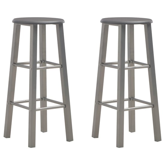 Adelia Anthracite Wooden Bar Stools With Steel Frame In A Pair
