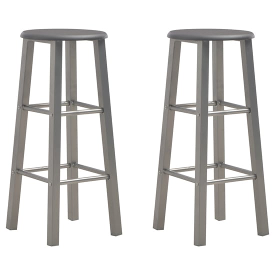 Photo of Adelia anthracite wooden bar stools with steel frame in a pair