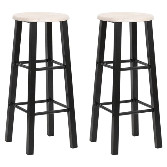 Read more about Adelia natural wooden bar stools with steel frame in a pair