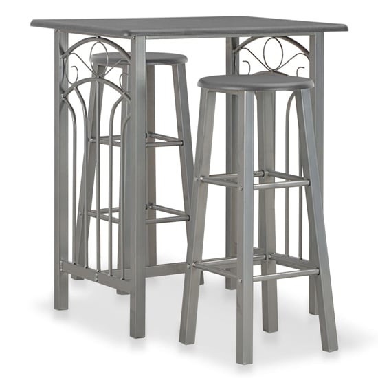 Photo of Adelia wooden bar table with 2 bar stools in anthracite grey