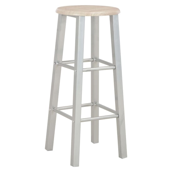 Adelia Wooden Bar Table With 2 Bar Stools In Oak And Grey