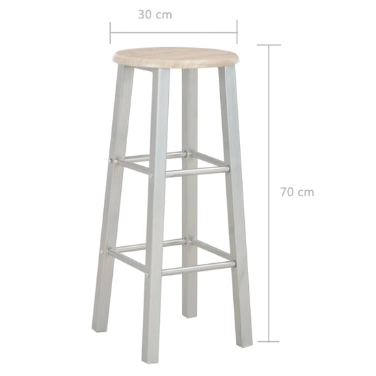 Adelia Wooden Bar Table With 2 Bar Stools In Oak And Grey