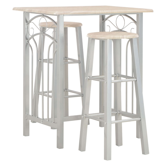 Product photograph of Adelia Wooden Bar Table With 2 Bar Stools In Oak And Grey from Furniture in Fashion