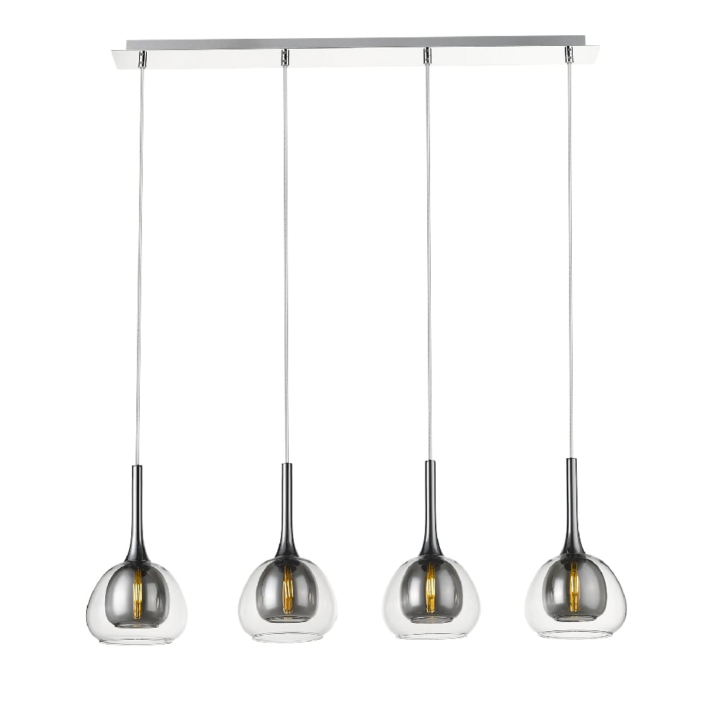 Read more about Adelina 4 light clear smoked glass shade pendant light in chrome