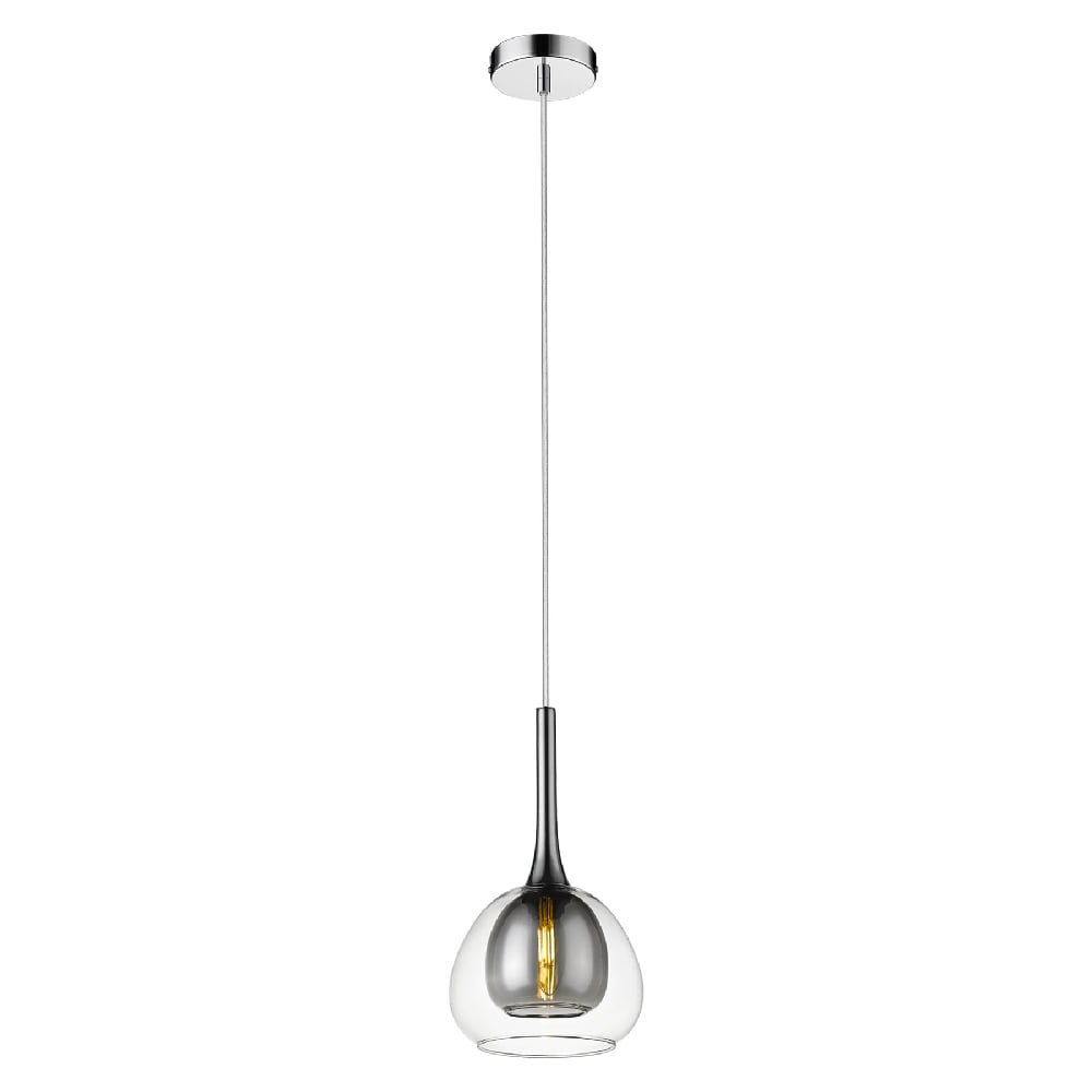 Read more about Adelina clear smoked glass shade pendant light in chrome