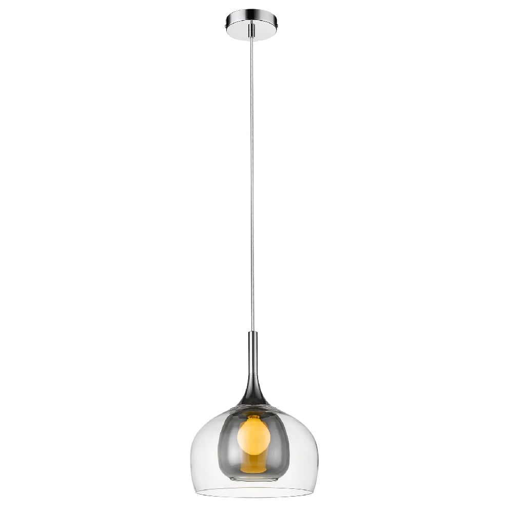 Read more about Adelina clear smoked glass shade pendant light large in chrome