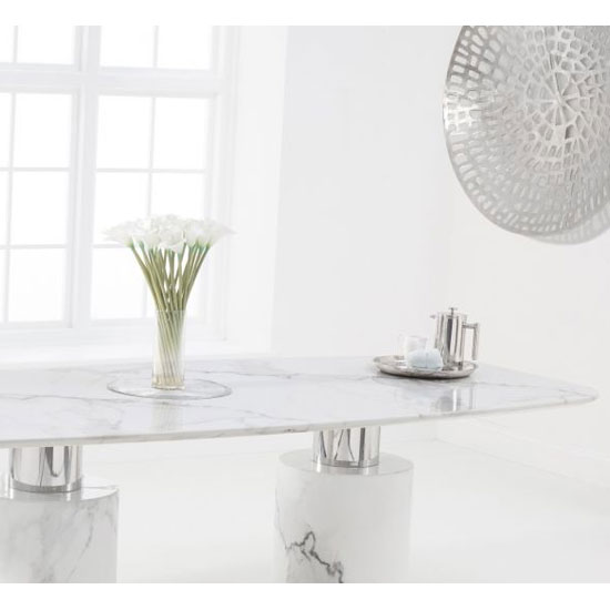 Adolane 260cm High Gloss Marble Dining Table In White_2