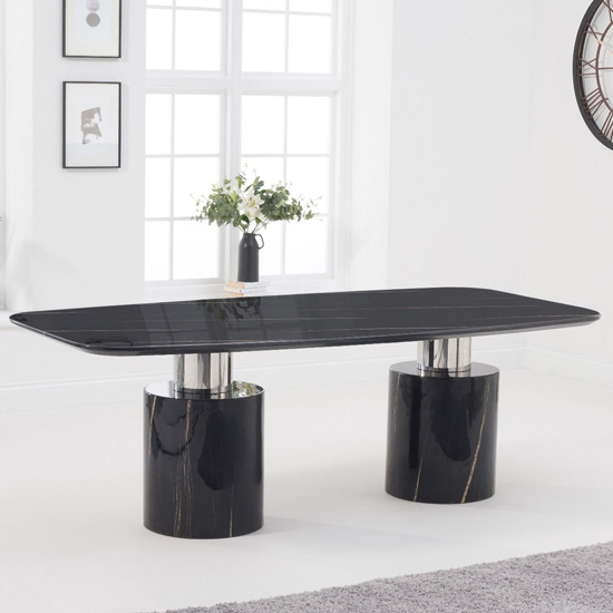 Adolane Marble Dining Table In Black High Gloss FiF