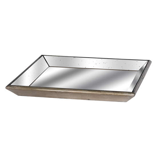 Read more about Adeline square distressed mirrored tray in clear and gold