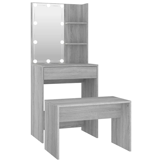 Adhra Wooden Dressing Table Set In Grey Sonoma Oak With LED_3