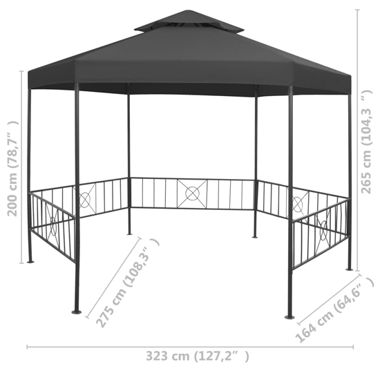 Adica Fabric Garden Gazebo Hexagonal In Anthracite