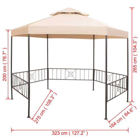 Adica Fabric Garden Gazebo Hexagonal In Beige