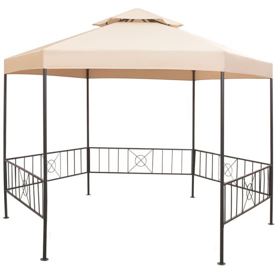 Product photograph of Adica Fabric Garden Gazebo Hexagonal In Beige from Furniture in Fashion