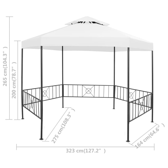 Adica Fabric Garden Gazebo Hexagonal In White