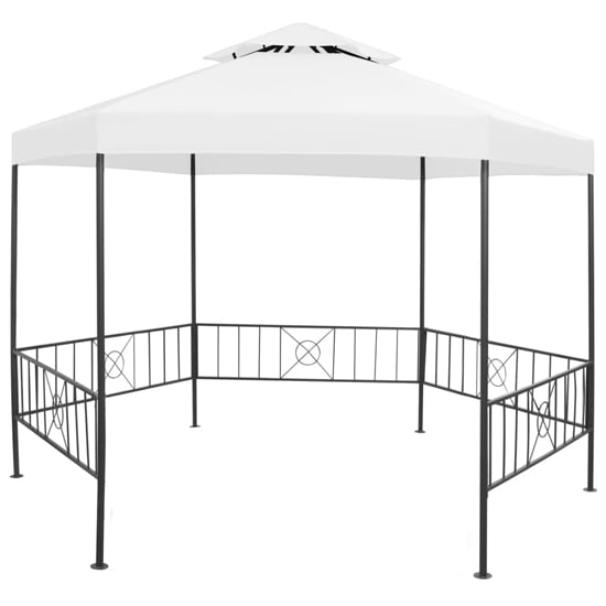 Product photograph of Adica Fabric Garden Gazebo Hexagonal In White from Furniture in Fashion