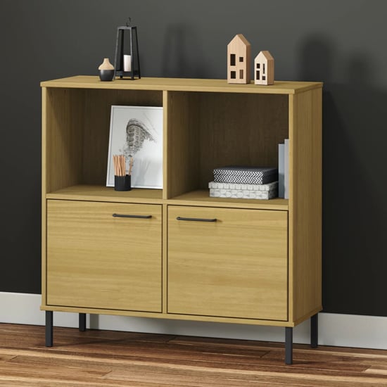 Read more about Adica solid wood bookcase with 2 doors in brown